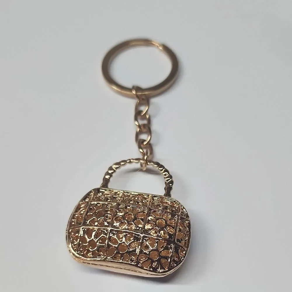 Blue and Gold Checkered Keychain